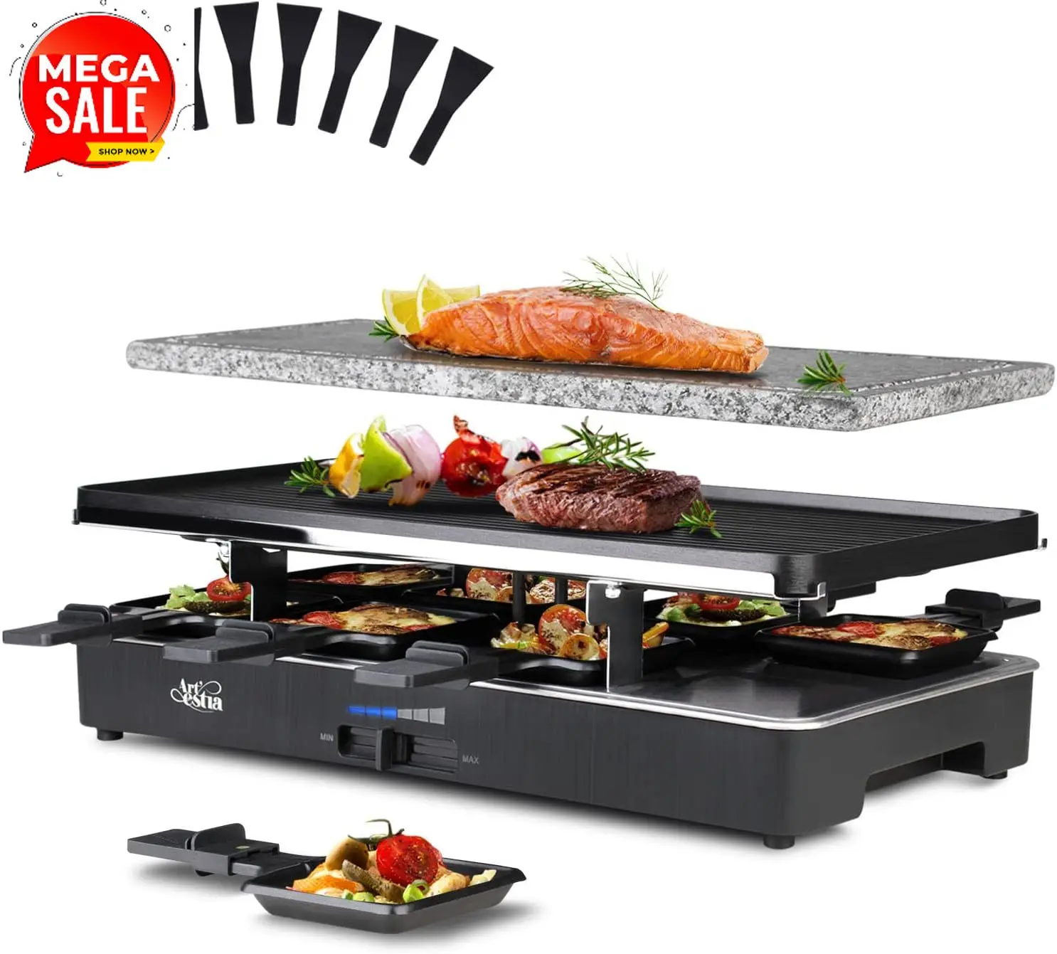 Raclette Grill Table - Elektryczny grill raclette o mocy 1700W