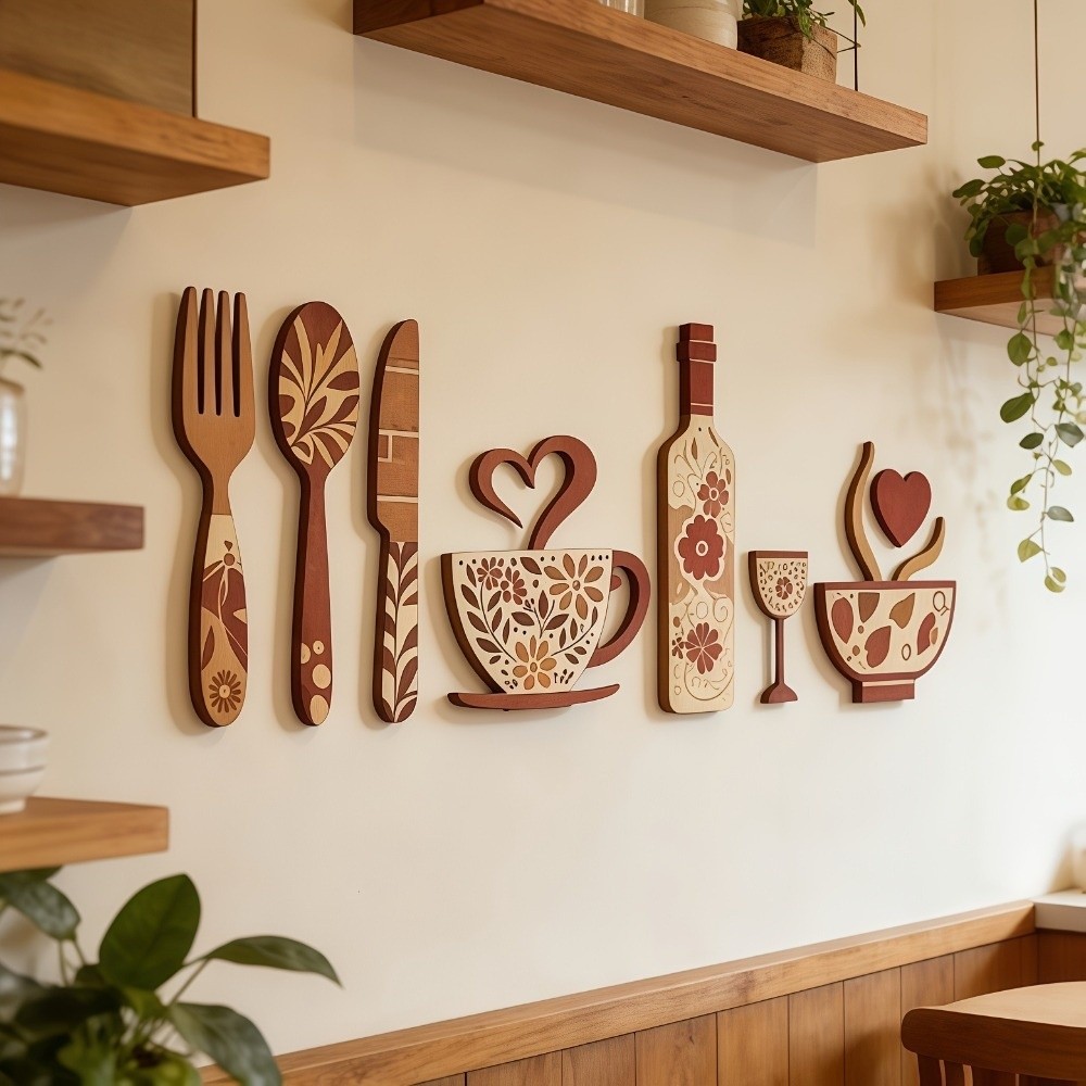 Kitchen Appliances Set - Zestaw dekoracyjny w stylu farmhouse: drewniane,